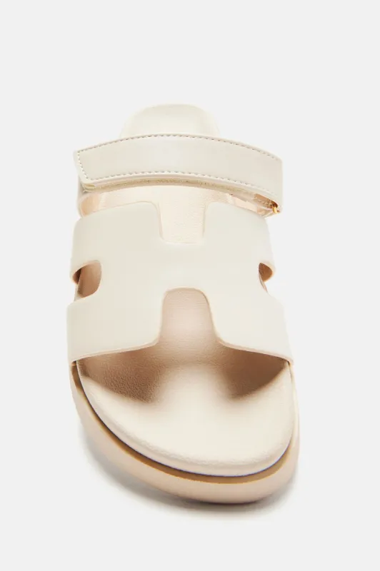 Doing Just Fine Slides - Ivory sold by Fashion Nova