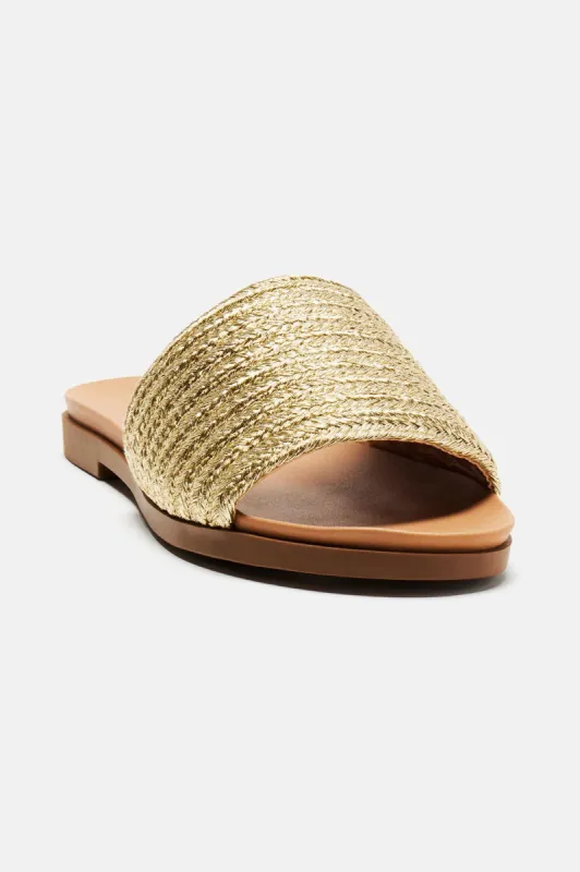Off To Tulum Sandals - Gold sold by Fashion Nova
