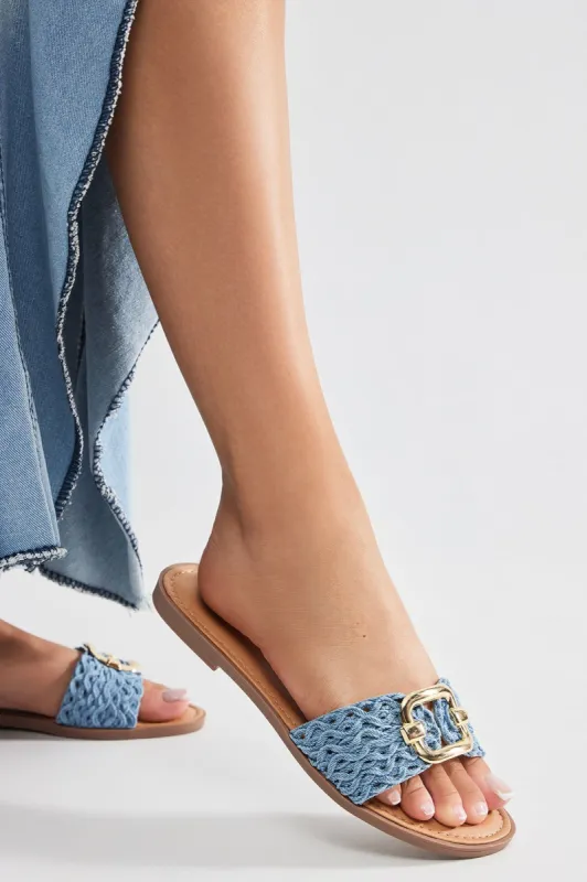 Shiloh Flat Sandals - Blue sold by Fashion Nova