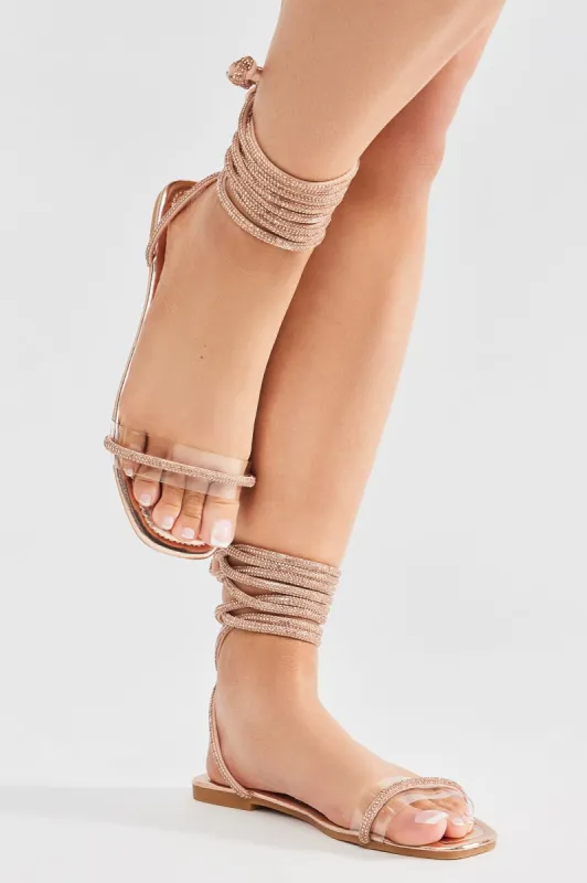 Camila Wrap Up Sandals - Rose Gold sold by Fashion Nova