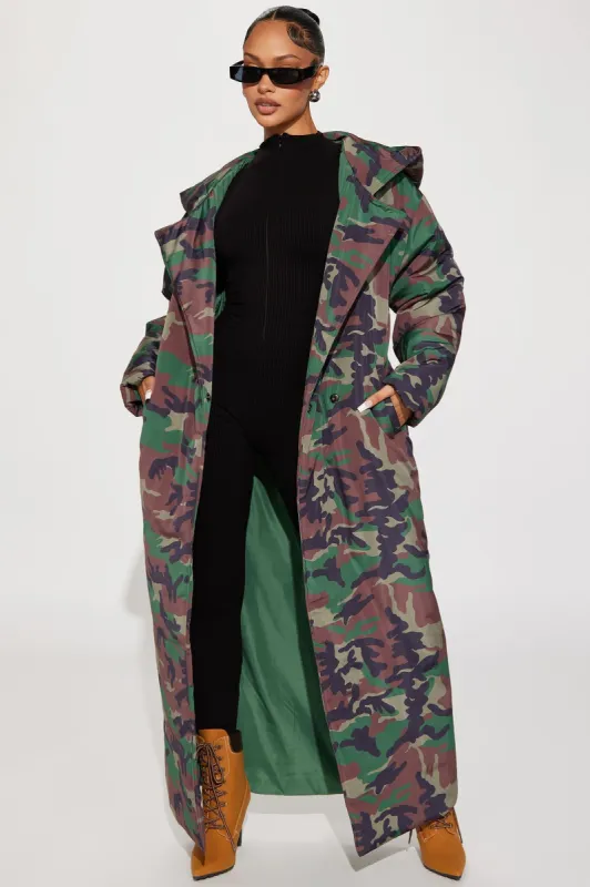 Lilith Camo Puffer Coat - Olive/combo sold by Fashion Nova