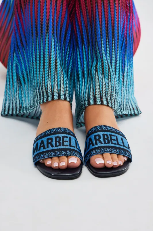 Meet Me In Marbella Flat Sandals - Navy/combo sold by Fashion Nova