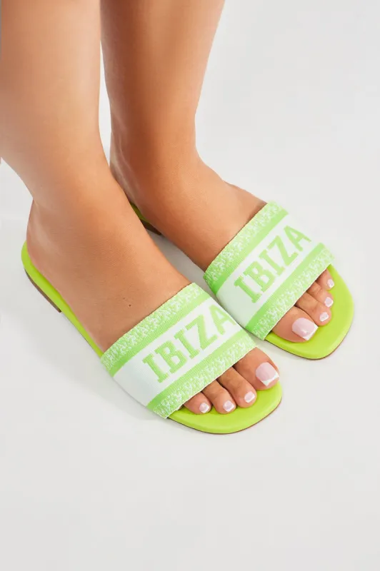 Meet Me In Ibiza Flat Sandals - Lime sold by Fashion Nova