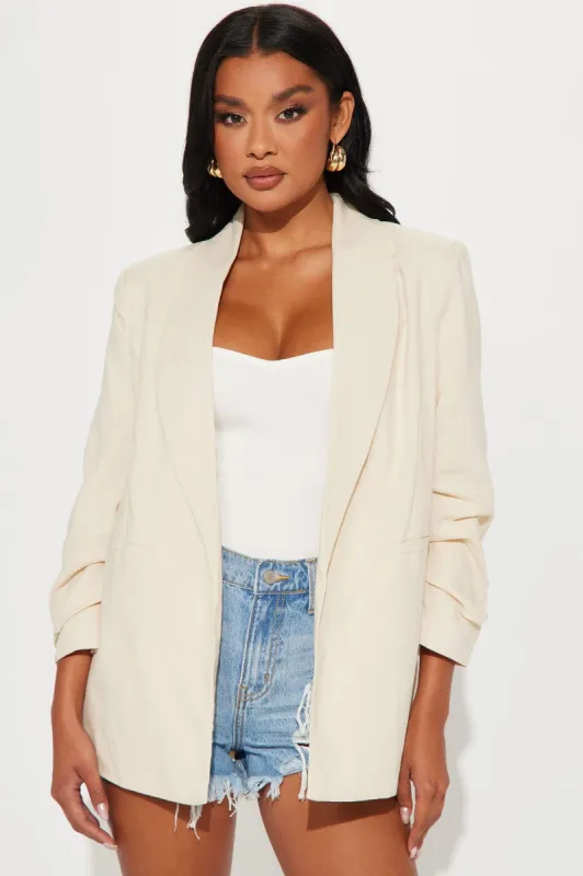 Take My Lead Linen Blazer - Cream made by Fashion Nova