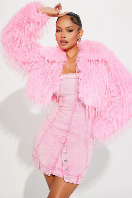 Sherri Faux Fur Cropped Coat - Pink sold by Fashion Nova