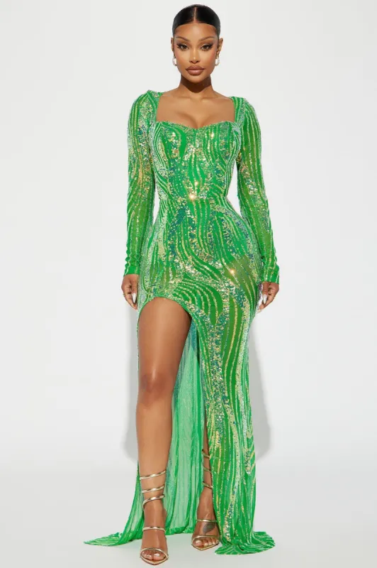 Selfish Sequin Maxi Dress - Green sold by Fashion Nova