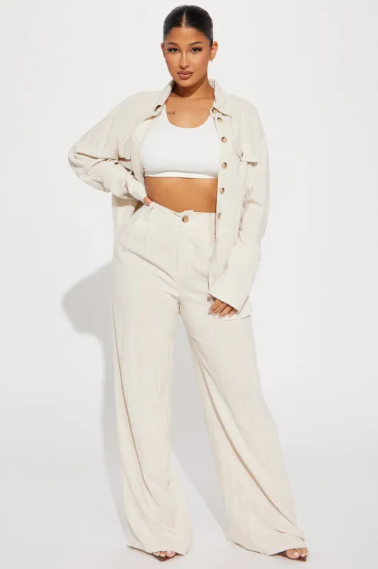 Reese Linen Pant Set - Oatmeal sold by Fashion Nova