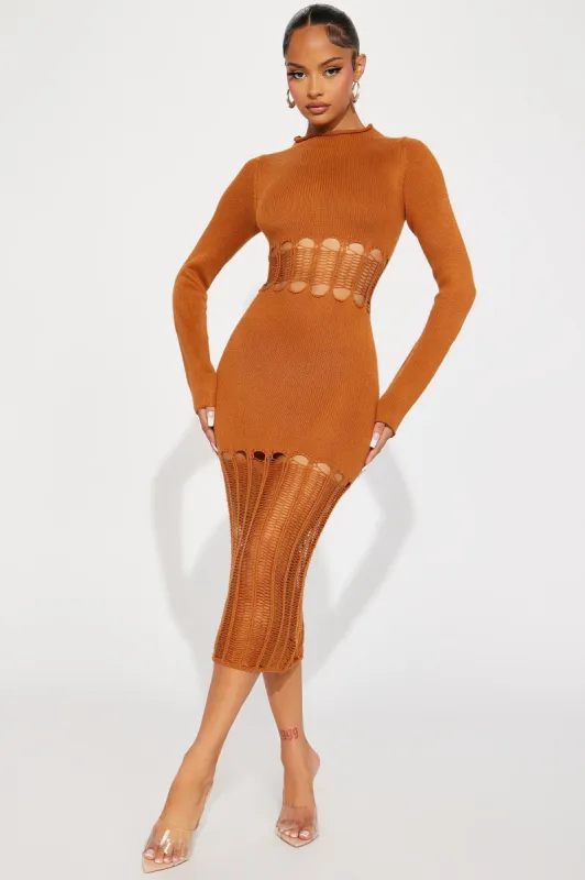 Tamara Sweater Midi Dress - Camel sold by Fashion Nova