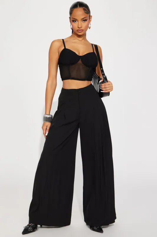 Got That Feeling Pleated Trouser - Black sold by Fashion Nova