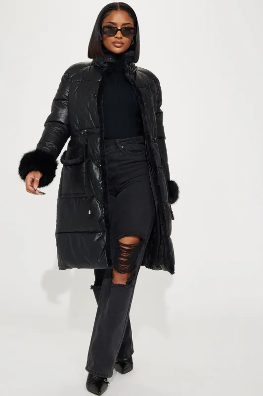 Caught My Eye Quilted Jacket - Black sold by Fashion Nova