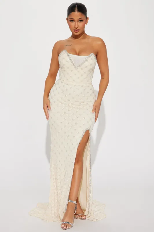 Aurelia Embellished Maxi Dress - Cream sold by Fashion Nova