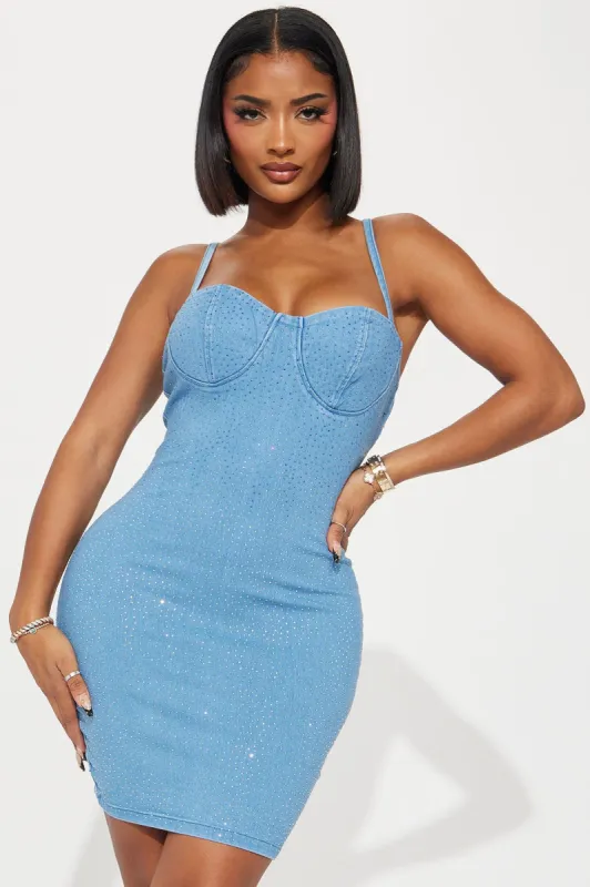 Avery Denim Mini Dress - Medium Wash sold by Fashion Nova