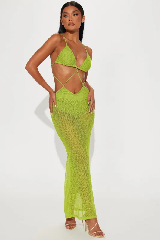 Miami Summer Crochet Maxi Dress - Green sold by Fashion Nova
