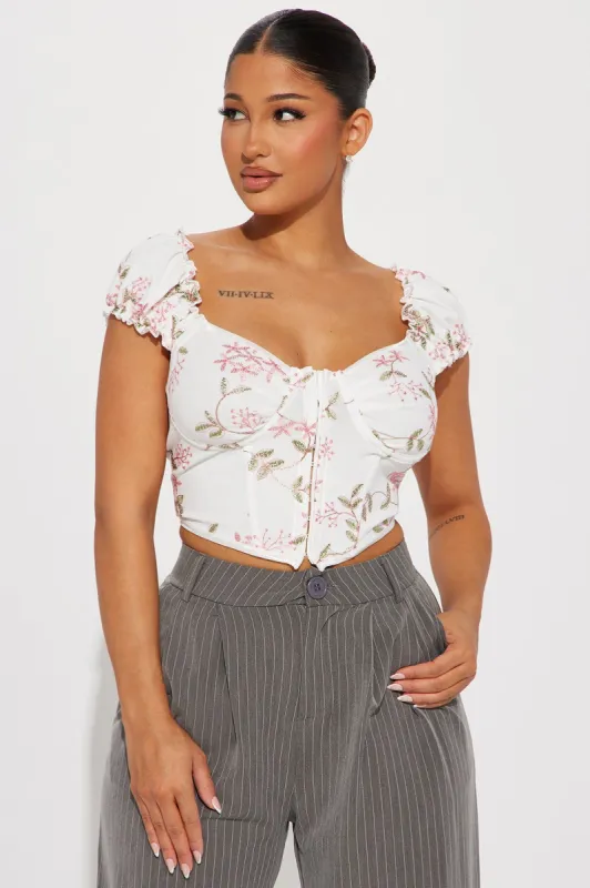 Positano Love Corset Top - White/combo sold by Fashion Nova