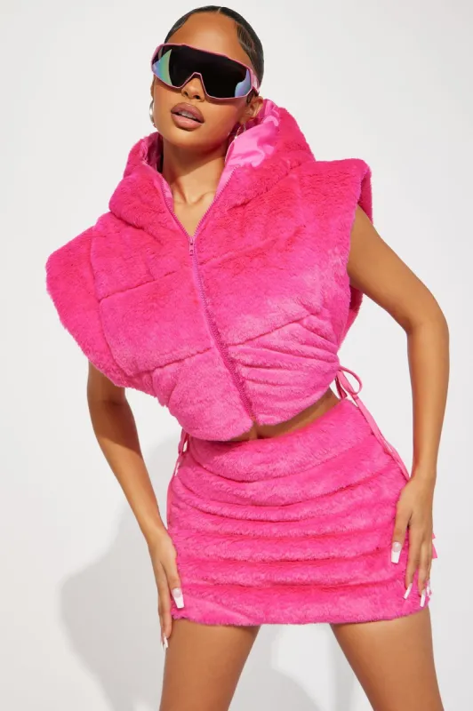 Everything I Want Faux Fur Skirt Set - Fuchsia sold by Fashion Nova