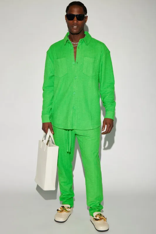 Dean Textured Slim Pants - Green sold by Fashion Nova