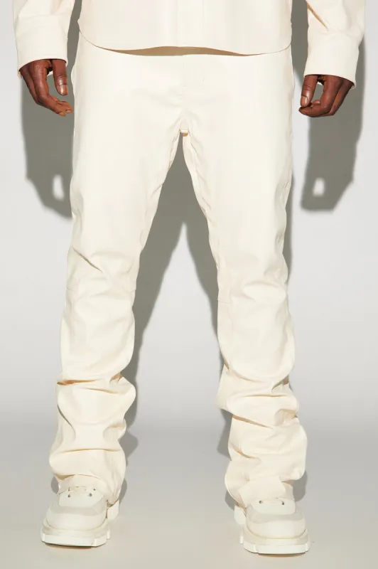Upscale Faux Leather Flare Pants - Cream sold by Fashion Nova