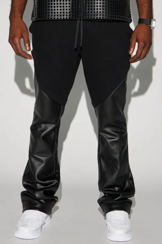Tyson Waxed Panel Flare Sweatpants - Black sold by Fashion Nova