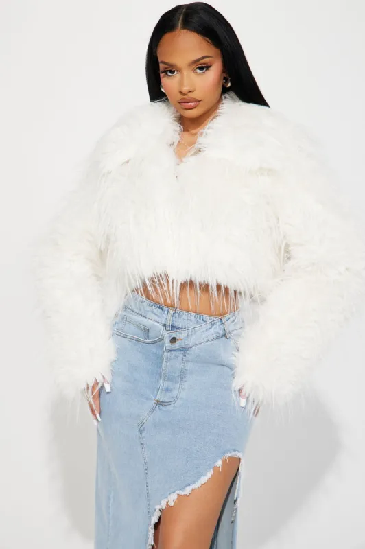 Sherri Faux Fur Cropped Coat - Ivory sold by Fashion Nova