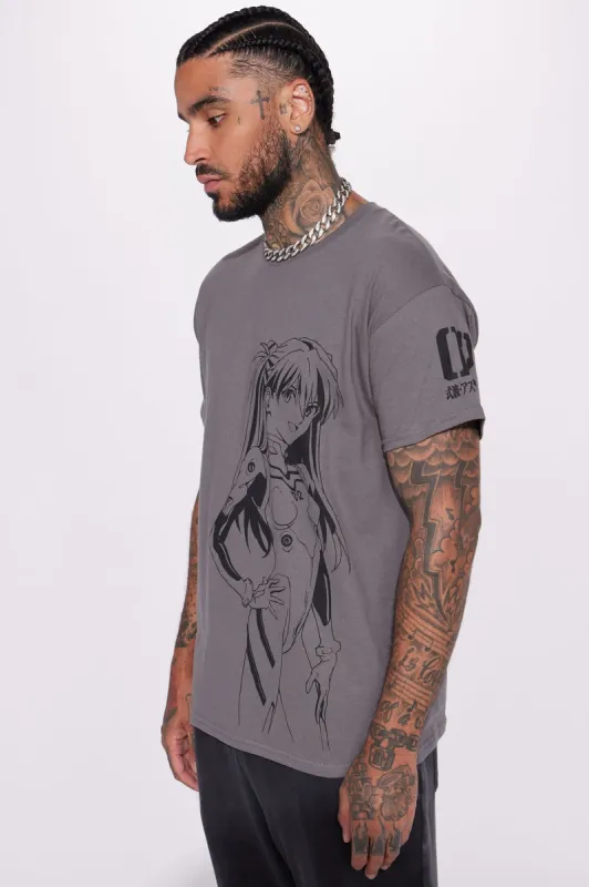 Neon Genesis Evangelion Asuka Short Sleeve Tee - Charcoal sold by Fashion Nova