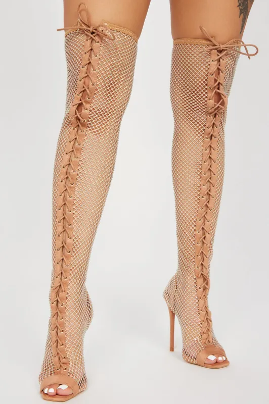 Nothing Compares Over The Knee Boots - Nude sold by Fashion Nova