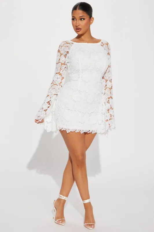 Krista Lace Mini Dress - White sold by Fashion Nova