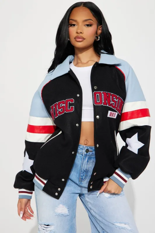 Wildcats Racing Bomber Jacket - Blue/combo sold by Fashion Nova