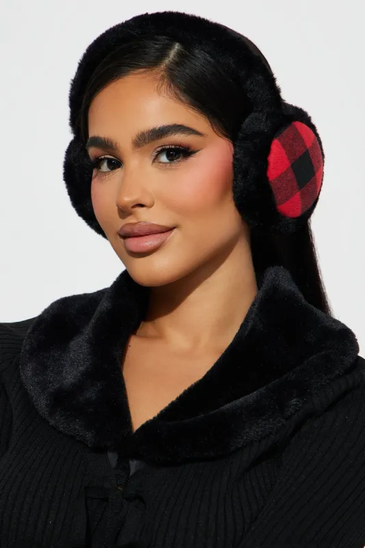 Flannel Babe Earmuffs - Red sold by Fashion Nova