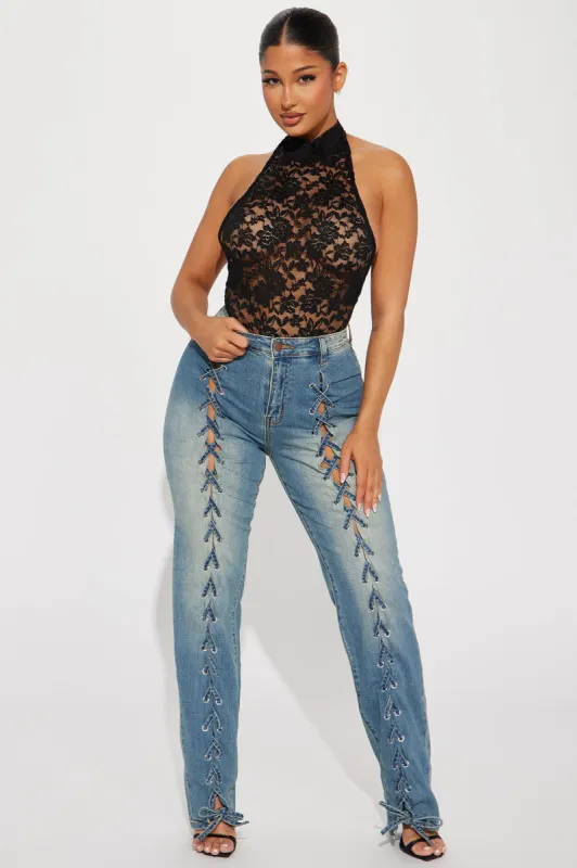 Forever Yours Lace Bodysuit - Black sold by Fashion Nova