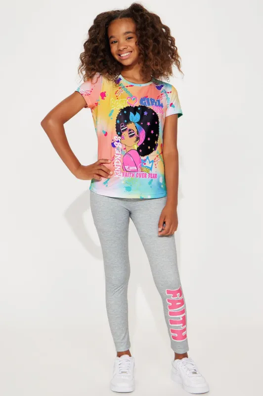 Mini Keep Faith Yummy Legging Set - Multi Color sold by Fashion Nova