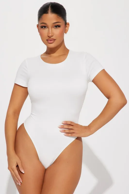 Scarlette Double Lined Crew Neck Bodysuit - White sold by Fashion Nova