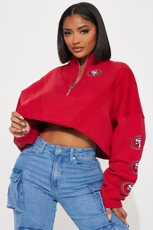 49ers Second Half Come-Back Zip Sweatshirt - Red sold by Fashion Nova