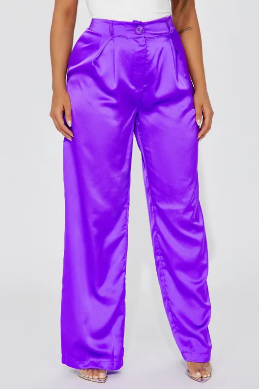 Trinity Satin Trouser - Purple sold by Fashion Nova