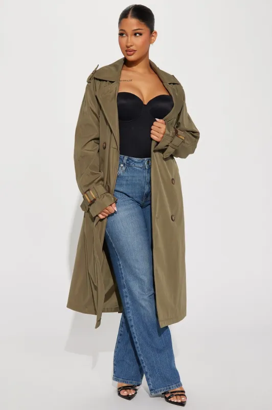 Keep Your Promise Trench Coat - Olive sold by Fashion Nova