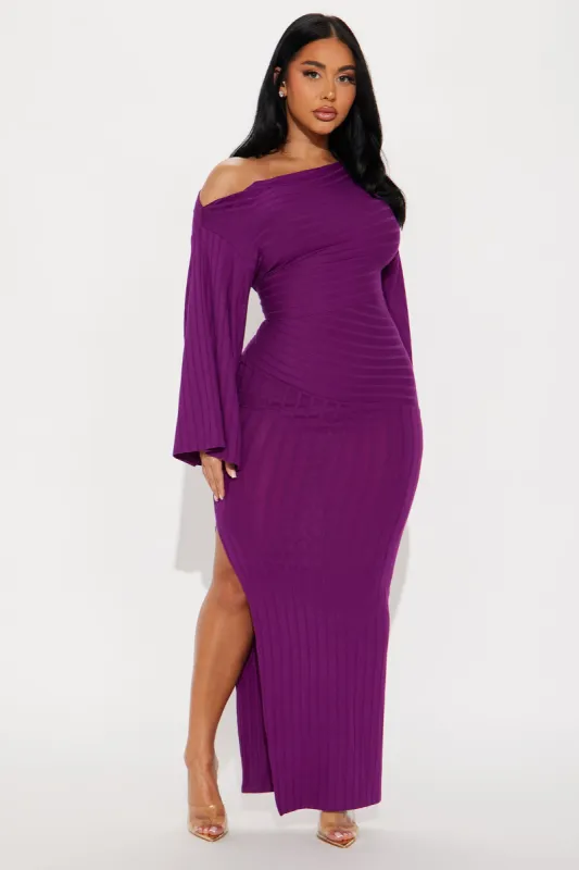 Ronnie Ribbed Maxi Dress - Plum sold by Fashion Nova