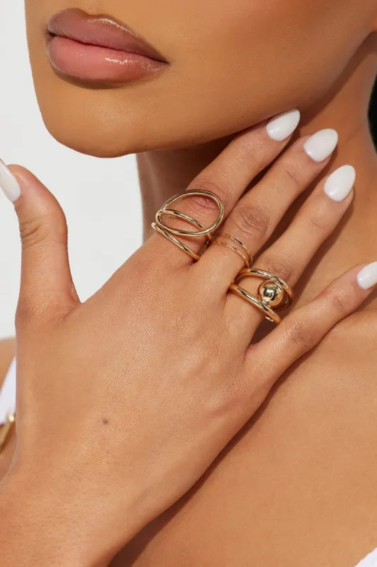 Easy Approach 3 Piece Ring Set - Gold sold by Fashion Nova