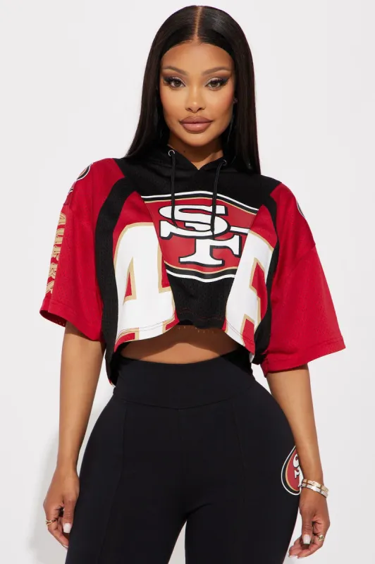 49ers Cropped Mesh Top - Red sold by Fashion Nova