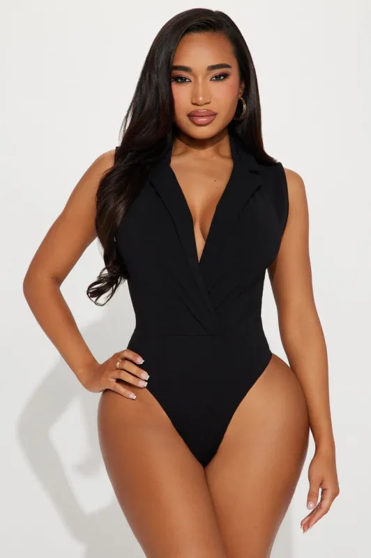 Office Baddie Bodysuit - Black sold by Fashion Nova