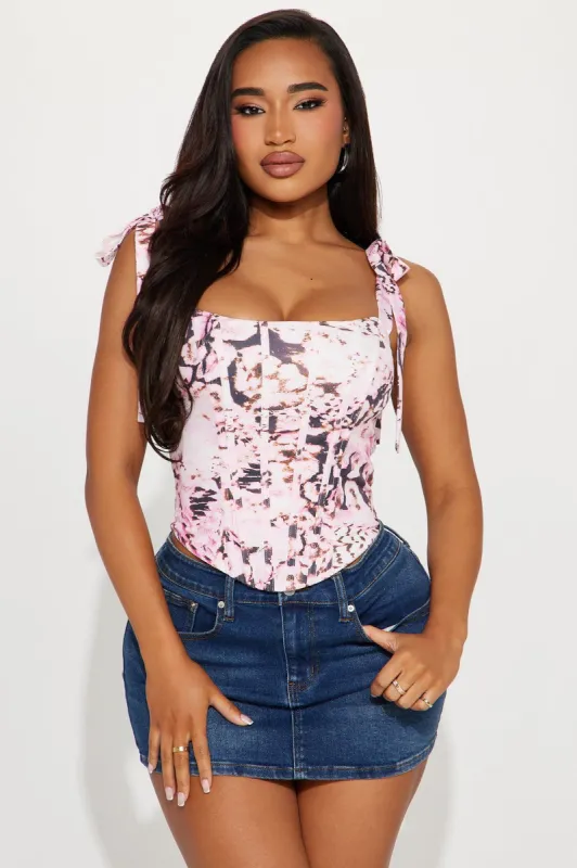 Cherry Blossom Corset Top - Pink/combo sold by Fashion Nova