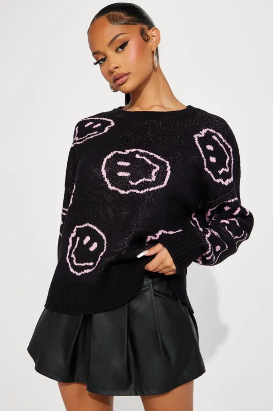 Always Smiles Sweater - Black/combo made by Fashion Nova