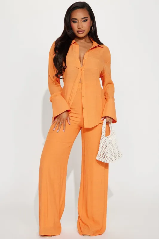 My Moment Gauze Pant Set - Orange sold by Fashion Nova