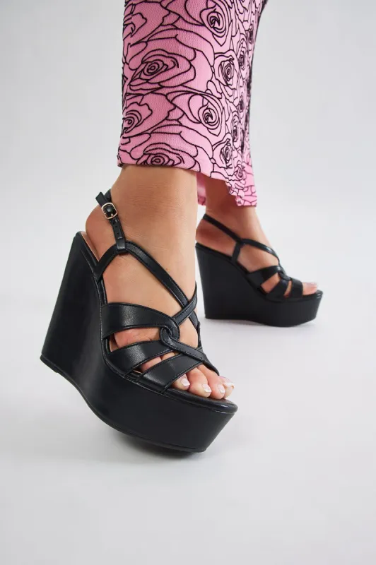 Ashlie Wedges - Black sold by Fashion Nova