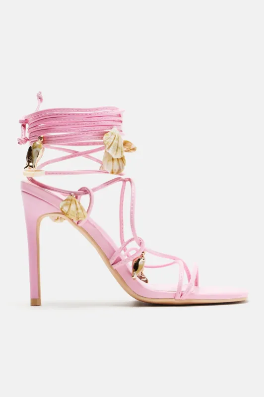 Plenty Of Fish In The Sea Wrap Up Heels - Pink sold by Fashion Nova