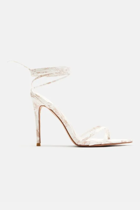 You're Limited Edition Wrap Up Heeled Sandals - Brown sold by Fashion Nova