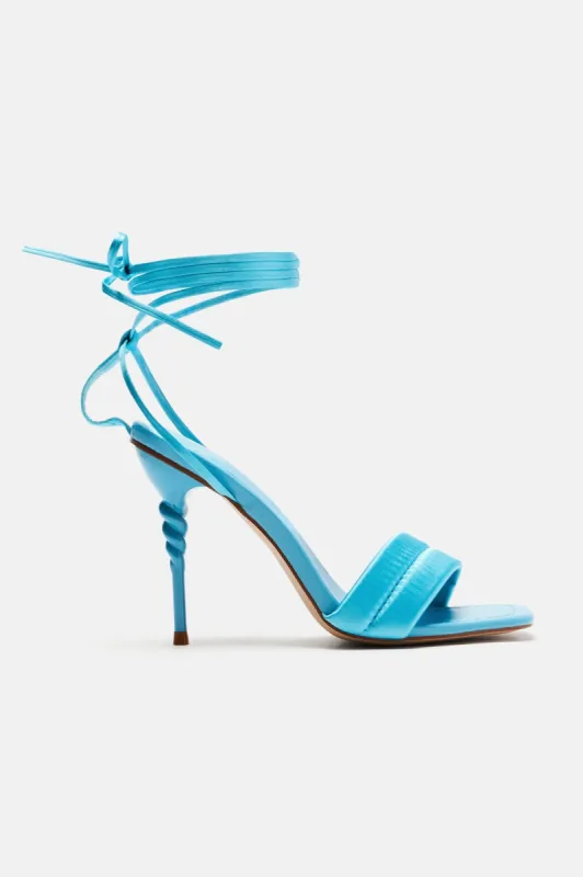 Charming Behavior Wrap Up Heeled Sandals - Blue sold by Fashion Nova
