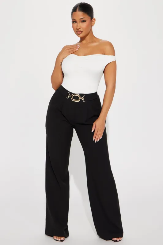 Stacy Belted Wide Leg Pant - Black sold by Fashion Nova
