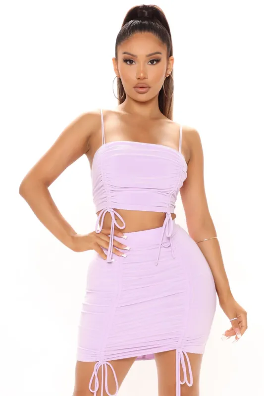 Perfect Moment Ruched Skirt Set - Lavender sold by Fashion Nova