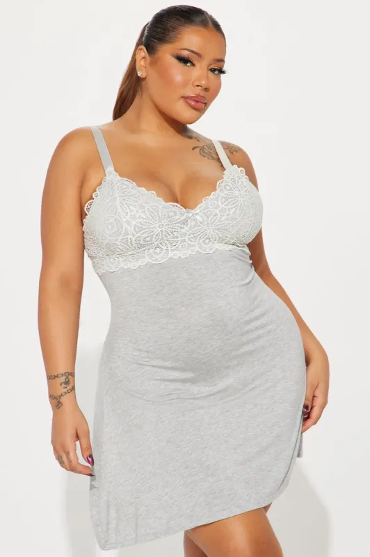 Crush On You PJ Sleep Dress - Heather Grey sold by Fashion Nova