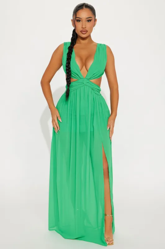 Kelli Chiffon Maxi Dress - Green sold by Fashion Nova
