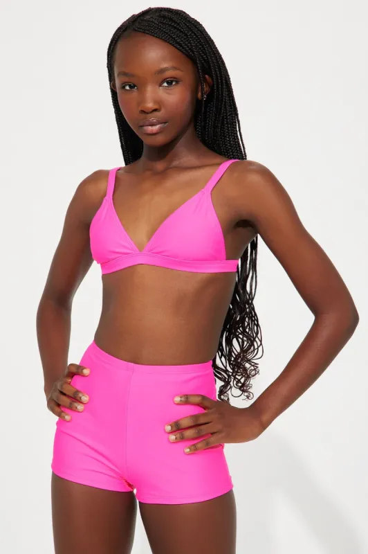 Mini Miley Triangle 2 Piece Boyshort Bikini - Hot Pink sold by Fashion Nova
